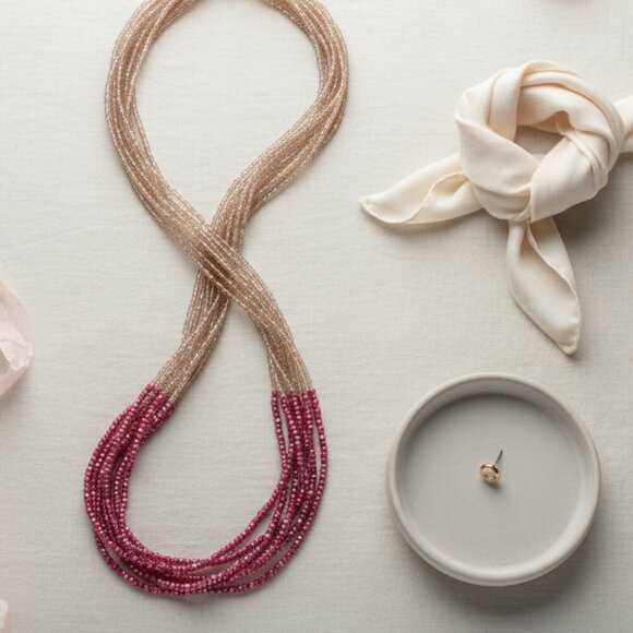 LOFT Pink and Silver Multi-Strand Necklace - Picture 8 of 9